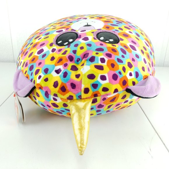 Ty Squish A Boos Giselle Plush 12" Stuffed Animal Rainbow Leopard Multicolor - Picture 7 of 9